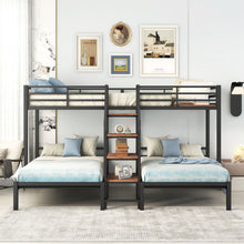 Load image into Gallery viewer, Metal Bunk Bed With Storage Shelves Staircase
