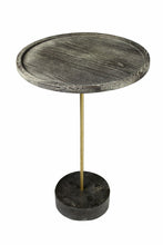Load image into Gallery viewer, 30" Solid Wood And Marble Round End Table - Black And Brown
