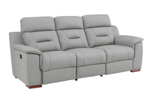 Load image into Gallery viewer, Faux Leather Sofa With Brown Legs - Gray