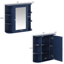 Load image into Gallery viewer, Bathroom Wall Storage Cabinet With Mirror And Adjustable Shelf, 6 Open Shelves