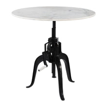 Load image into Gallery viewer, Adjustable Height Marble And Wood Pedestal Base Round Top Dining Table - White