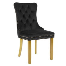 Load image into Gallery viewer, Tufted Velvet Solid Wood Dining Side Chairs (Set of 2) - Black / Gold