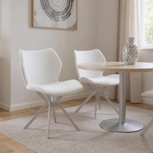 Load image into Gallery viewer, Upholstered Faux Leather Dining Side Chairs (Set of 4) - White / Silver