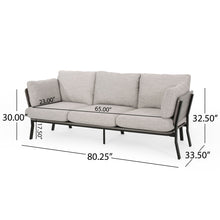 Load image into Gallery viewer, Mid Century Modern 3 Seater Sofa With Pillow Cushions - Light Gray