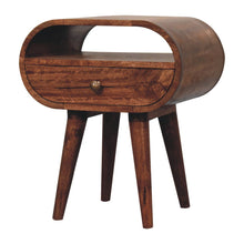 Load image into Gallery viewer, Circular Bedside Table With Open Slot - Caramel