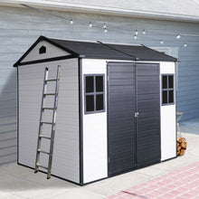 Load image into Gallery viewer, Resin Outdoor Storage Shed With Two - Window And Double - Door, Plastic Shed With Floor For Gargen, Patio, Yard, Lawn