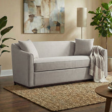 Load image into Gallery viewer, 3 Seater Sofa With Wrap Around Armrests And Throw Pillows