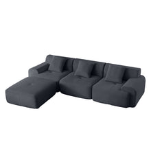 Load image into Gallery viewer, L Shaped Modular Sectional Sofa Corduroy And Movable Ottoman
