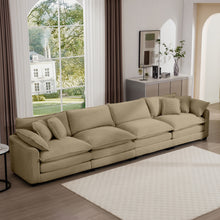 Load image into Gallery viewer, Modern Upholstered 4 Seater Fabric Sofa With Arm And Throw Pillows
