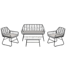 Load image into Gallery viewer, 4 Piece Wicker Patio Furniture Set With Tempered Glass Table And Detachable Cushions
