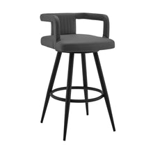 Load image into Gallery viewer, 37" Faux Leather Swivel Low Back Bar Height Bar Chair - Gray / Black