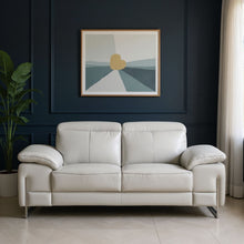 Load image into Gallery viewer, Genuine Leather Love Seat - Light Gray / Silver