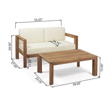 Load image into Gallery viewer, 2 Piece Patio Set With Open-Back Loveseat And Coffee Table - Beige / Brown