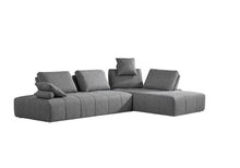 Load image into Gallery viewer, Polyester Modular L Shaped Two Piece Sofa Chaise Sectional Toss Pillows - Gray
