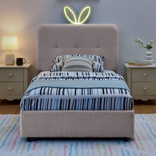 Load image into Gallery viewer, Upholstered Bed With Oversized Rabbit Ear Headboard, LED Lights & 4 Storage Drawers
