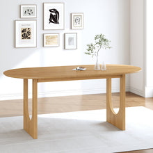 Load image into Gallery viewer, Solid Wood Mirrored Double Pedestal Base Oval Dining Table - Natural