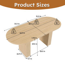Load image into Gallery viewer, Oval Dining Table For 6 People With Wood Strip Base - Burly Wood