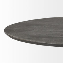 Load image into Gallery viewer, 54" Rounded Solid Wood And Metal Pedestal Base Dining Table - Gray