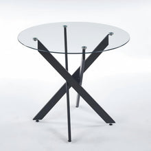 Load image into Gallery viewer, Dining Table With Cross Metal Leg And Tempered Glass, Modern Space Saving Kitchen Table For Living Room