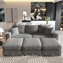 Load image into Gallery viewer, Convertible Deep Seat Sofa With Soft Pillows And Ottomans