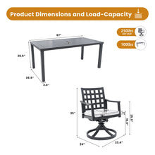 Load image into Gallery viewer, Modern Classic Outdoor Patio Dining Set, Rectangular Table & Dining Chairs, Rust Free, Weather Resistant