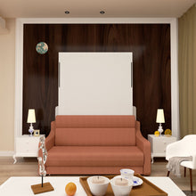 Load image into Gallery viewer, Morden Deisgn Vertical Murphy Bed With Sofa For Bedroom Or Guestroom White Wall Bed Space Saving Hidden Bed With New Style Gas Struts - Orange