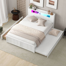 Load image into Gallery viewer, Storage Platform Bed With LED Lights, 2 Drawers And Trundle
