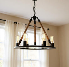 Load image into Gallery viewer, Unique Statement Six Light Metal Chandelier - Brown / Black