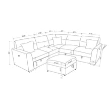 Load image into Gallery viewer, Emiliano - Sectional Sofa With 3 Pillows And Storage Ottoman - Nickel