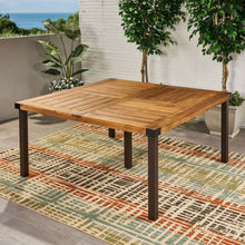 Load image into Gallery viewer, Lankershim - Modern Industrial Dining Table With Acacia Wood Slat Design - Teak