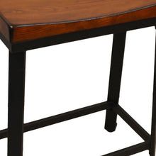 Load image into Gallery viewer, Steel Backless Counter Height Bar Chair With Footrest 24" - Chestnut and Black