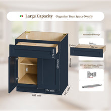 Load image into Gallery viewer, Shaker Base Cabinet With Soft Close Doors And Drawer, Storage Unit With Adjustable Shelf For Bath - Blue
