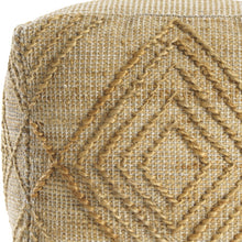 Load image into Gallery viewer, 18" Jute Blend Cube Geometric Pouf Ottoman - Natural