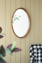Load image into Gallery viewer, Oval Wall Mirror With Wood Frame, Farmhouse Wood Mirror For Bathroom Entryway Console Lean Against Wall - Brown