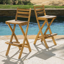 Load image into Gallery viewer, Outdoor Acacia Wood Folding Patio Barstool