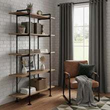Load image into Gallery viewer, Five Tier Etagere Bookcase - Brown / Black