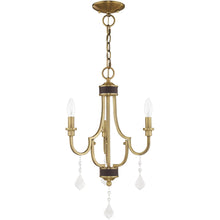 Load image into Gallery viewer, 22" Three Light Dimmable Chandelier With Shades - Antiqued Brass