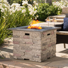 Load image into Gallery viewer, Classic Design Square Fire Pit With Top And 40, 000 Btu Heat Output - Stone Gray