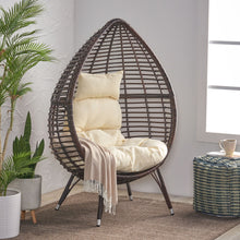 Load image into Gallery viewer, Cutter Teardrop Patio Chair With Water Resistant Cushion - Multi / Brown / Beige