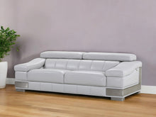 Load image into Gallery viewer, Silver Legs Italian Leather Sofa - Light Gray