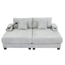 Load image into Gallery viewer, Modern Chaise Sofa With Adjustable Backrest, Cup Holders, Phone Holder & Storage Compartments For Living Room
