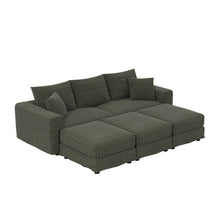 Load image into Gallery viewer, Convertible Deep Seat Sofa With Soft Pillows And Ottomans