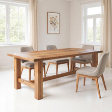Load image into Gallery viewer, 95" Reclaimed Wood Trestle Base Dining Table - Brown