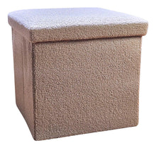 Load image into Gallery viewer, 15" Boucle Cube Storage Ottoman - Taupe