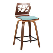 Load image into Gallery viewer, Folia - Mid Century Modern Fixed Height Counter Stool With Swivel With Square Footrest (Set of 2)