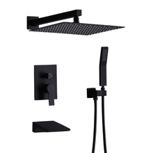 Load image into Gallery viewer, Tub Shower Faucet Set With 12" Rain Shower Head And Handheld Spray Combo