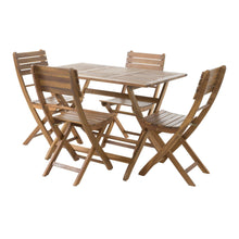 Load image into Gallery viewer, Natural 5 Piece Wood Outdoor Patio Dining Set - Natural Stained