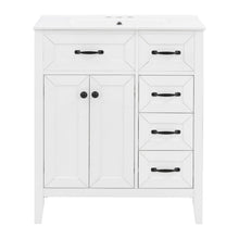Load image into Gallery viewer, Bathroom Vanity With Sink, Freestanding Design, Soft Close Doors & Drawers - White