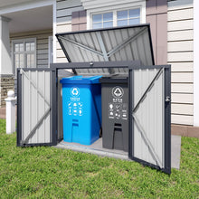Load image into Gallery viewer, Outdoor Trash Can Storage Shed For 2 Bins Garbage - Gray