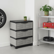 Load image into Gallery viewer, 30" Heavy Duty Plastic Three Drawer Utility Cabinet - Black / Gray